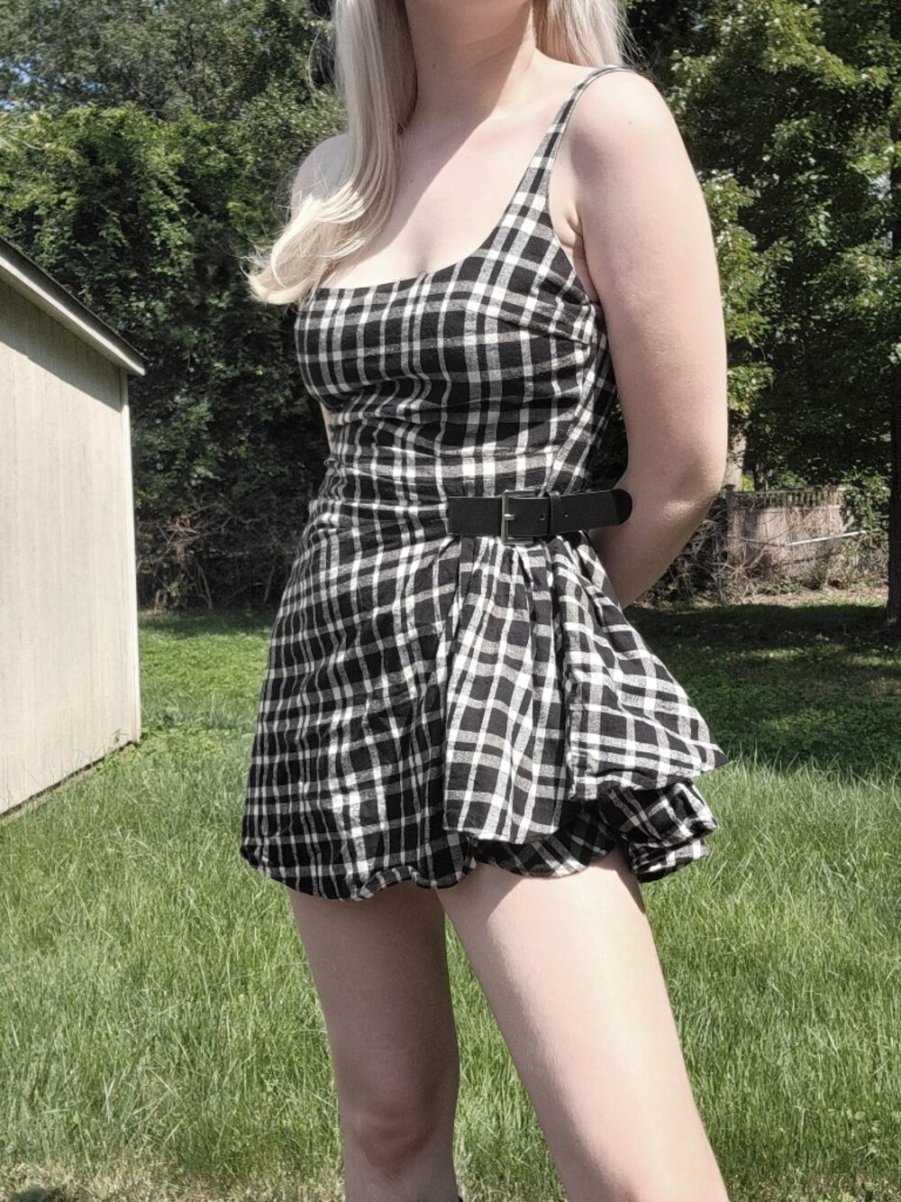 【 ZARA emo belted plaid asymmetrical mini dress 】